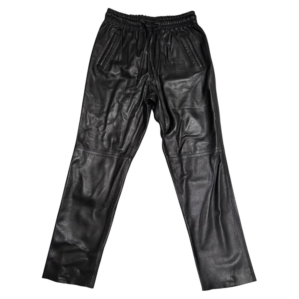 Oakwood Gift Sheepskin Leather Pants Joggers 7/8 Trouser Drawstring Black Medium